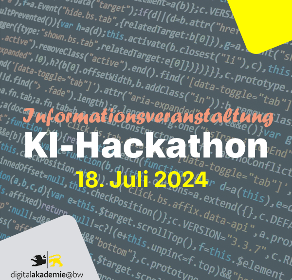 Flyer: Informationsveranstaltung KI-Hackathon 18. Juli 2024