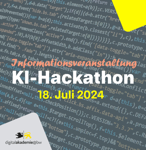 Flyer: Informationsveranstaltung KI-Hackathon 18. Juli 2024